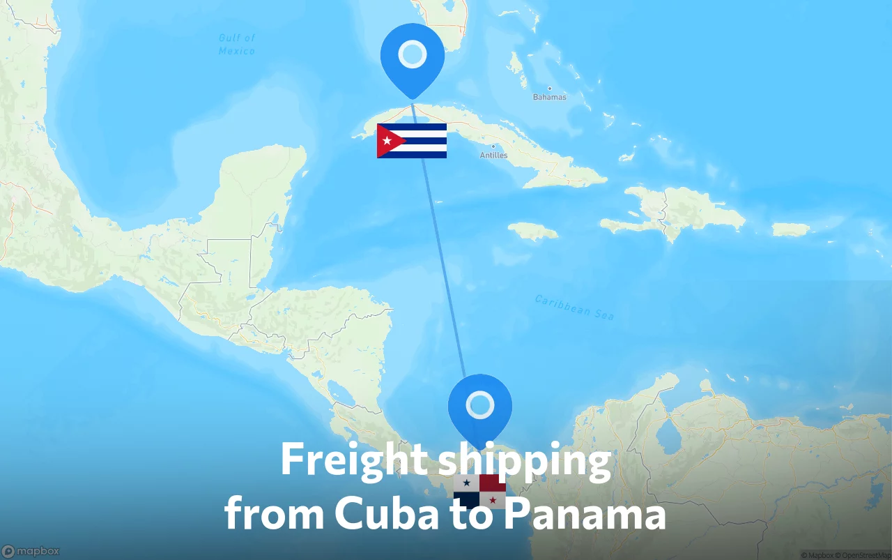 Shipping route from Cuba to Panama