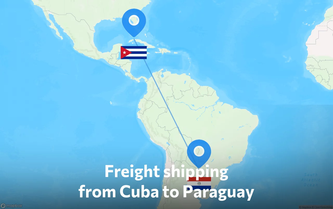 Shipping route from Cuba to Paraguay