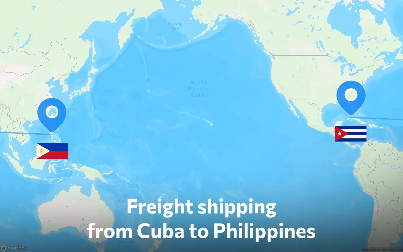Shipping route from Cuba to Philippines