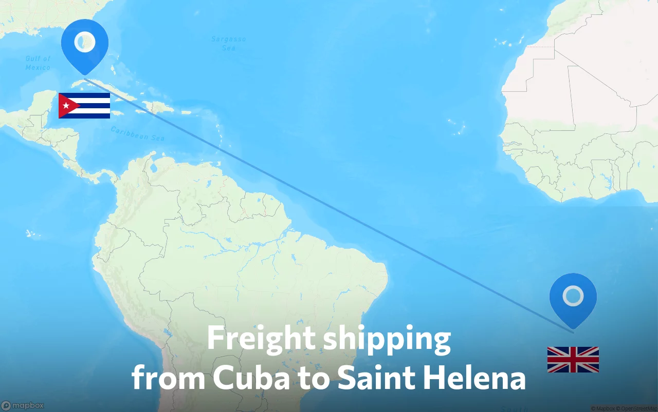 Shipping route from Cuba to Saint Helena