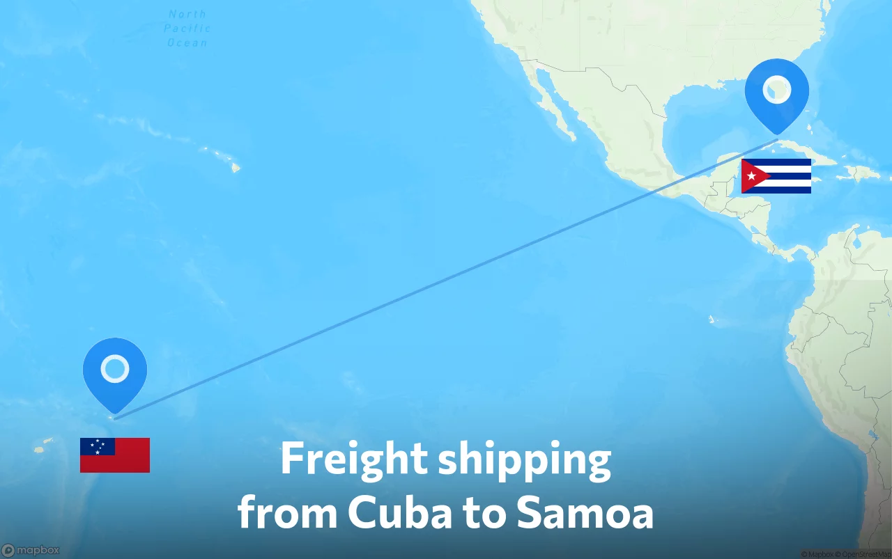 Shipping route from Cuba to Samoa