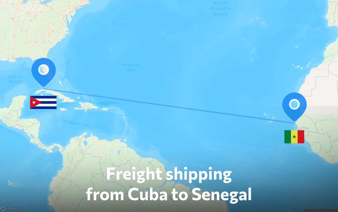 Shipping route from Cuba to Senegal