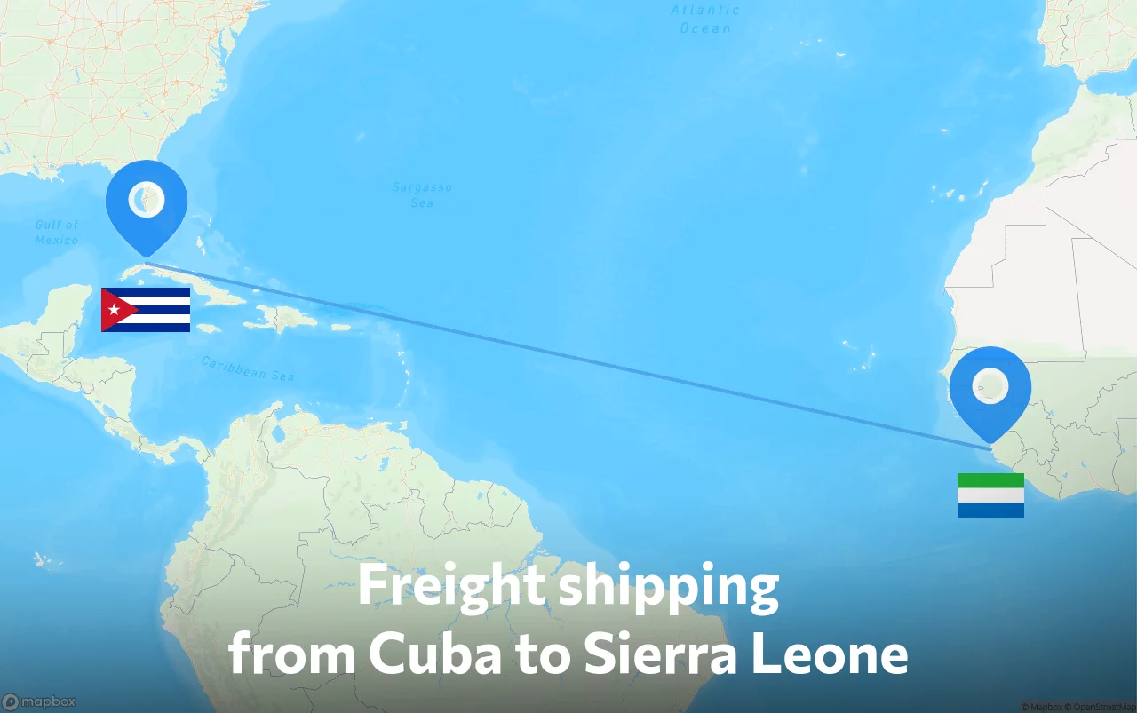Shipping route from Cuba to Sierra Leone