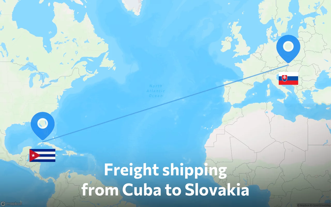 Shipping route from Cuba to Slovakia