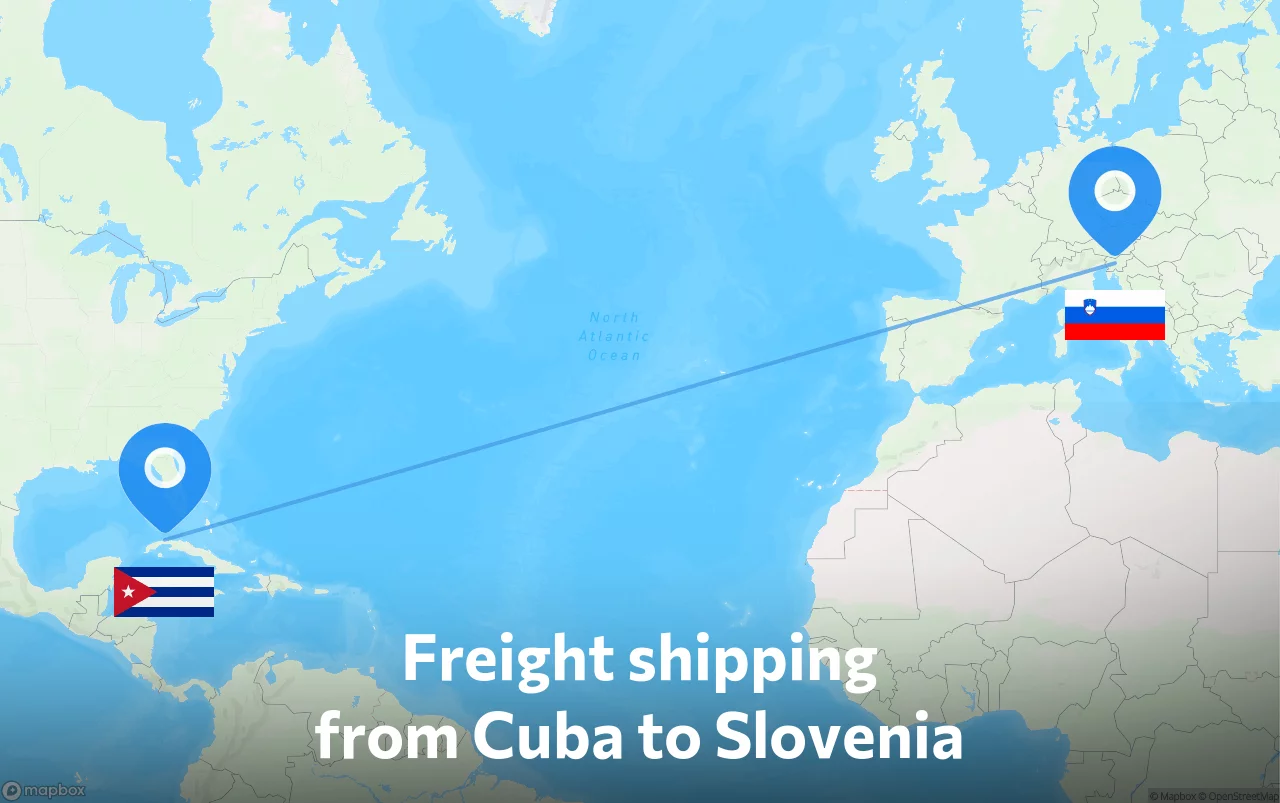 Shipping route from Cuba to Slovenia
