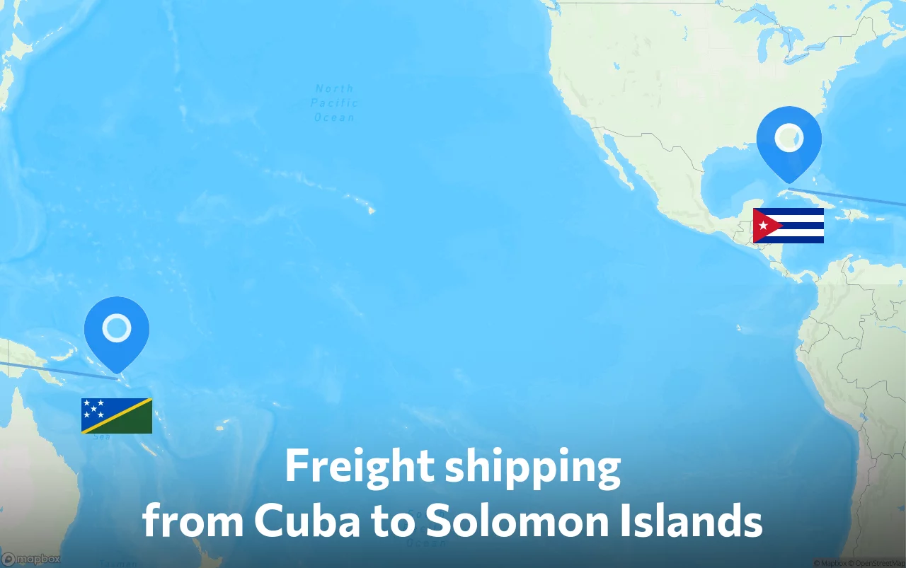 Shipping route from Cuba to Solomon Islands