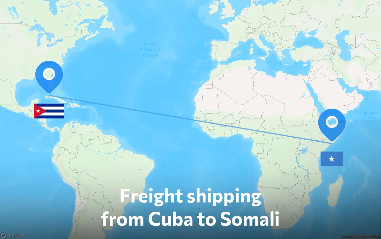 Shipping route from Cuba to Somali