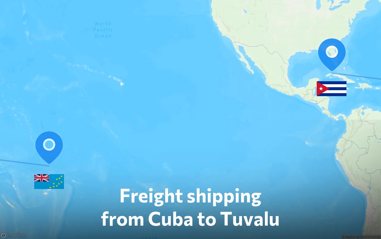 Shipping route from Cuba to Tuvalu