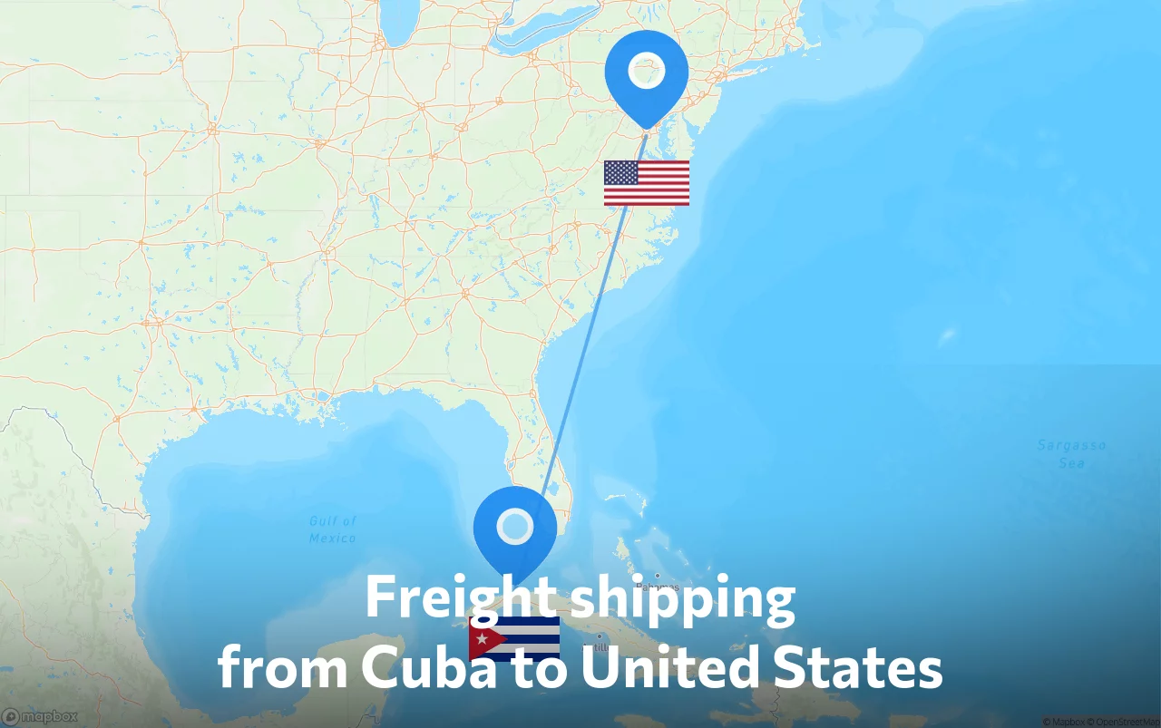 Shipping route from Cuba to United States