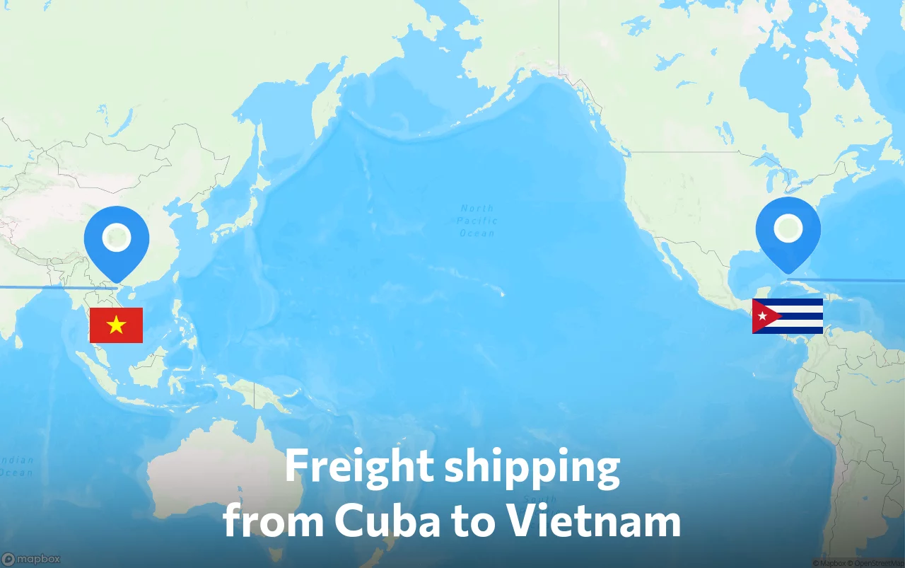Shipping route from Cuba to Vietnam