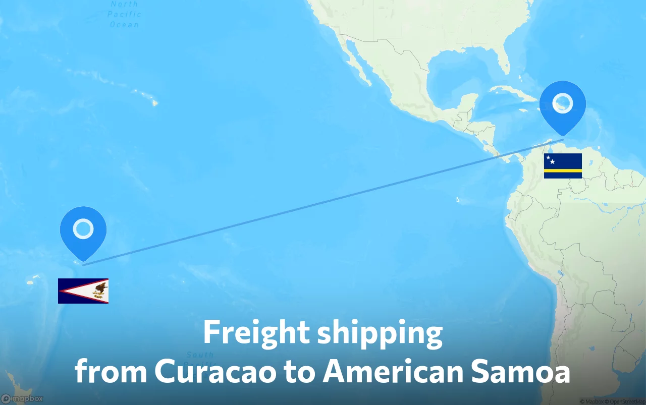Shipping route from Curacao to American Samoa