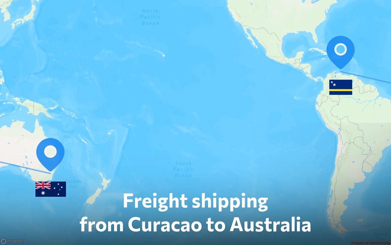 Shipping route from Curacao to Australia