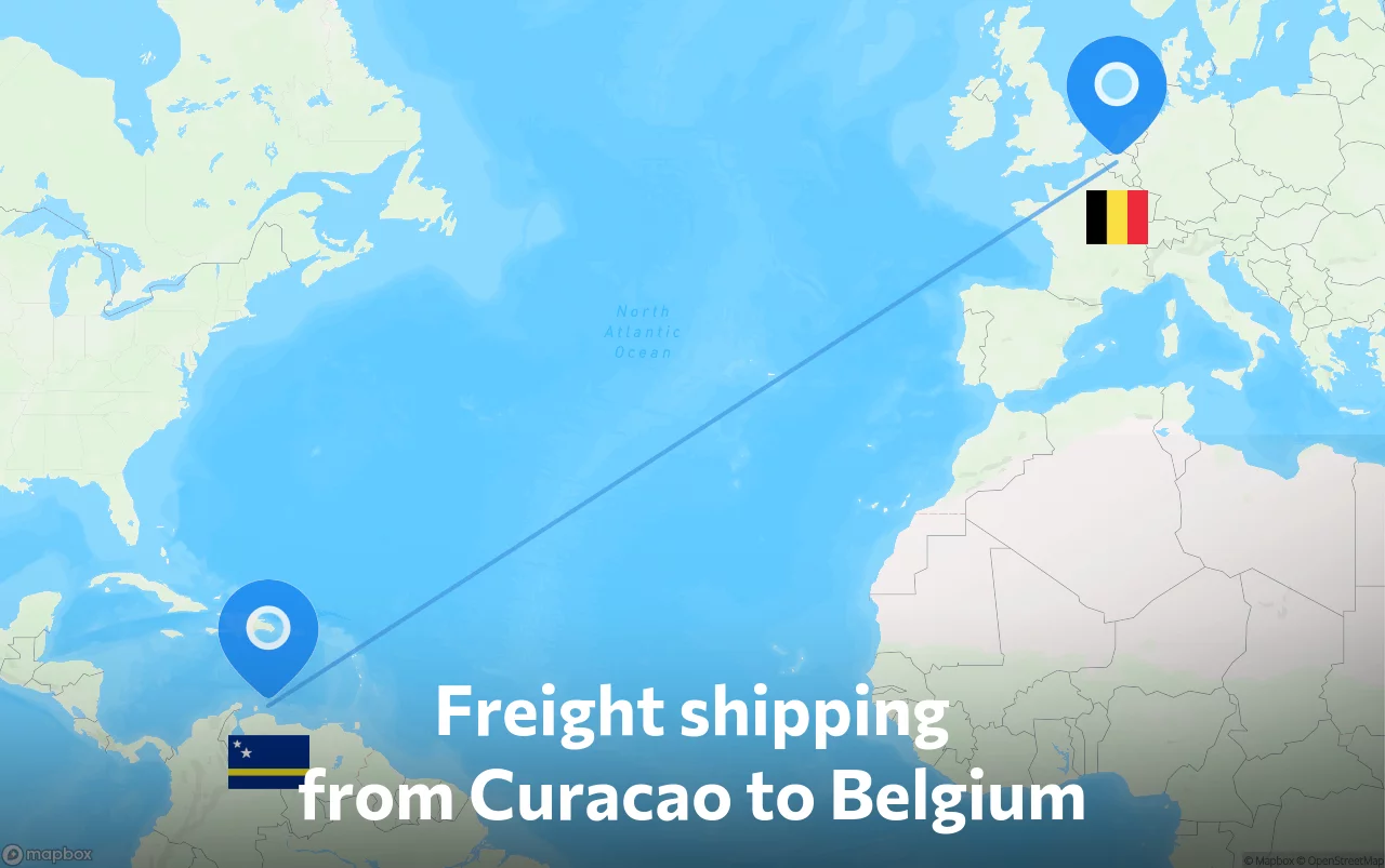 Shipping route from Curacao to Belgium