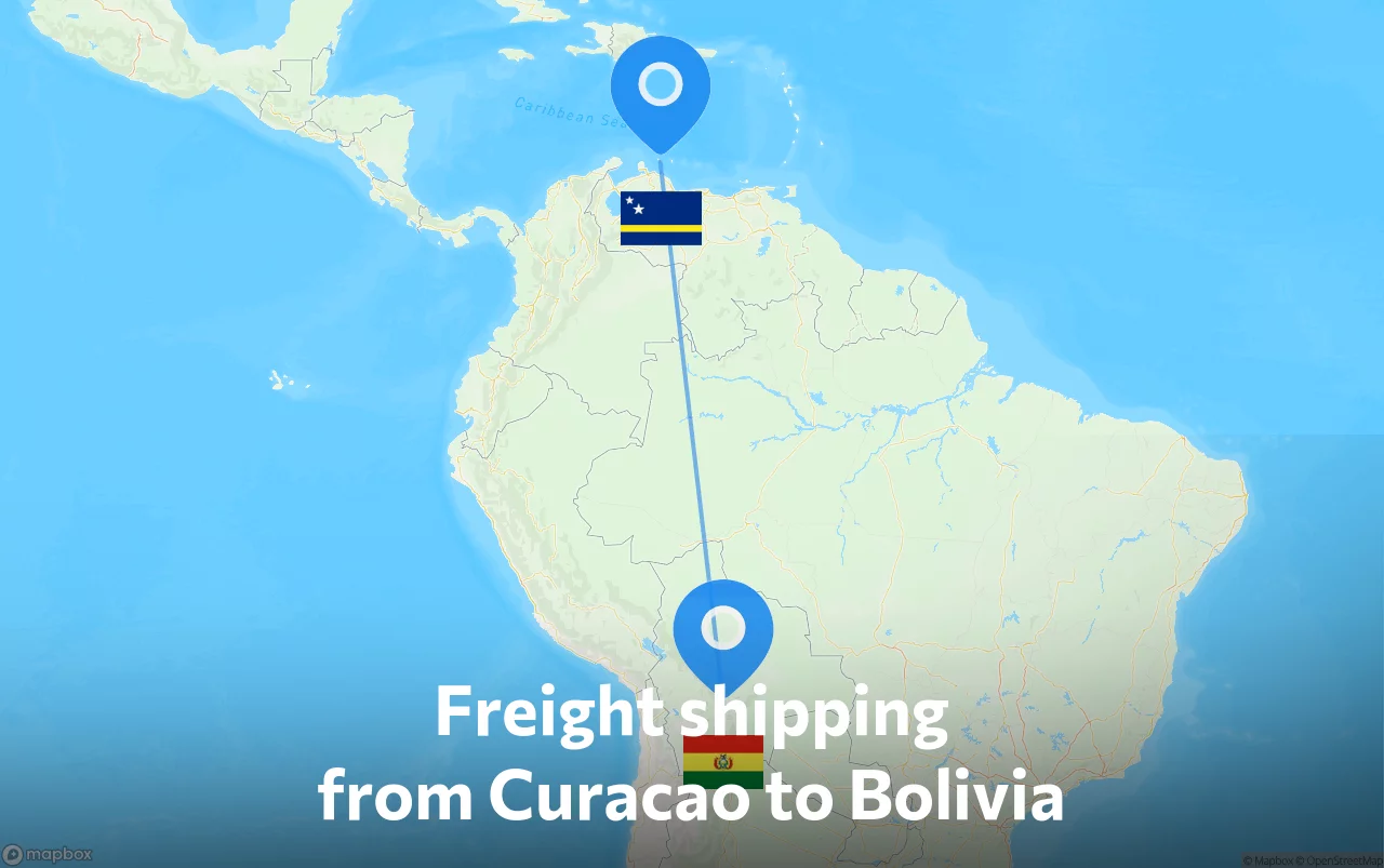 Shipping route from Curacao to Bolivia