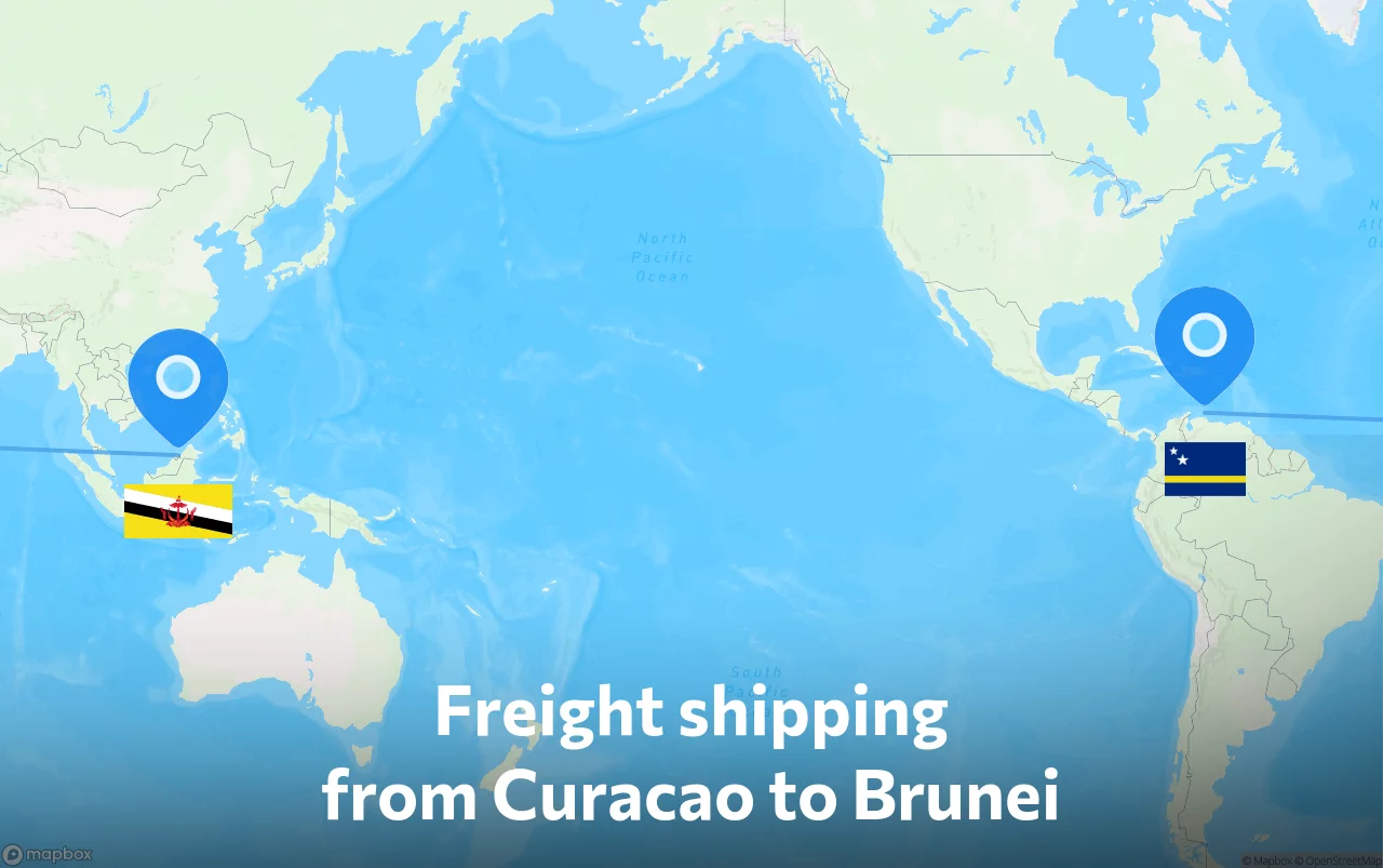 Shipping route from Curacao to Brunei