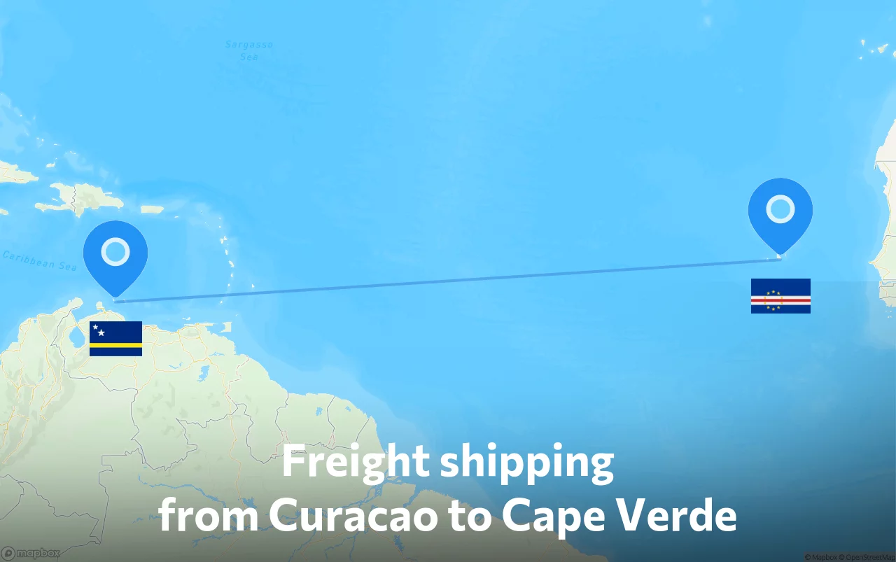Shipping route from Curacao to Cape Verde