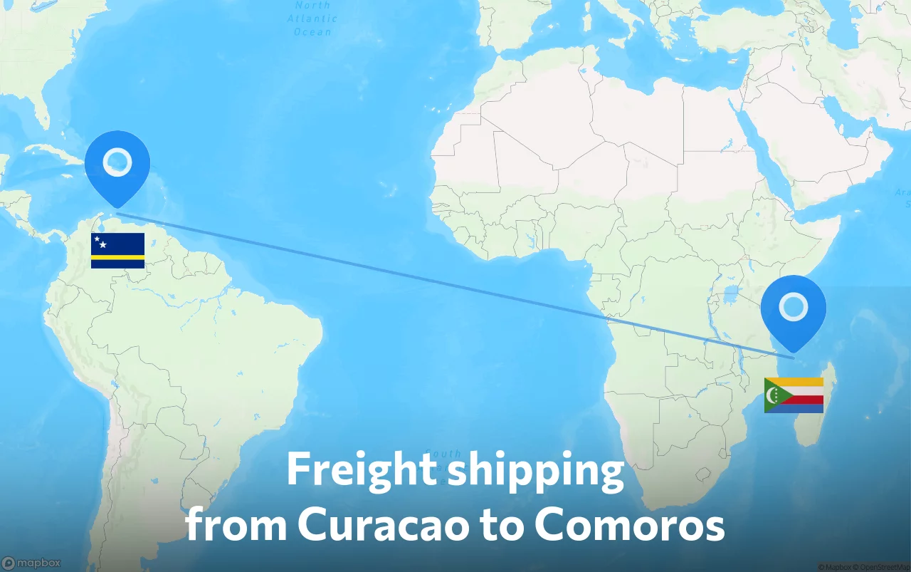Shipping route from Curacao to Comoros