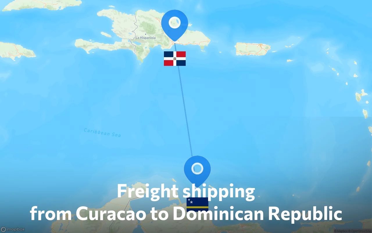 Shipping route from Curacao to Dominican Republic