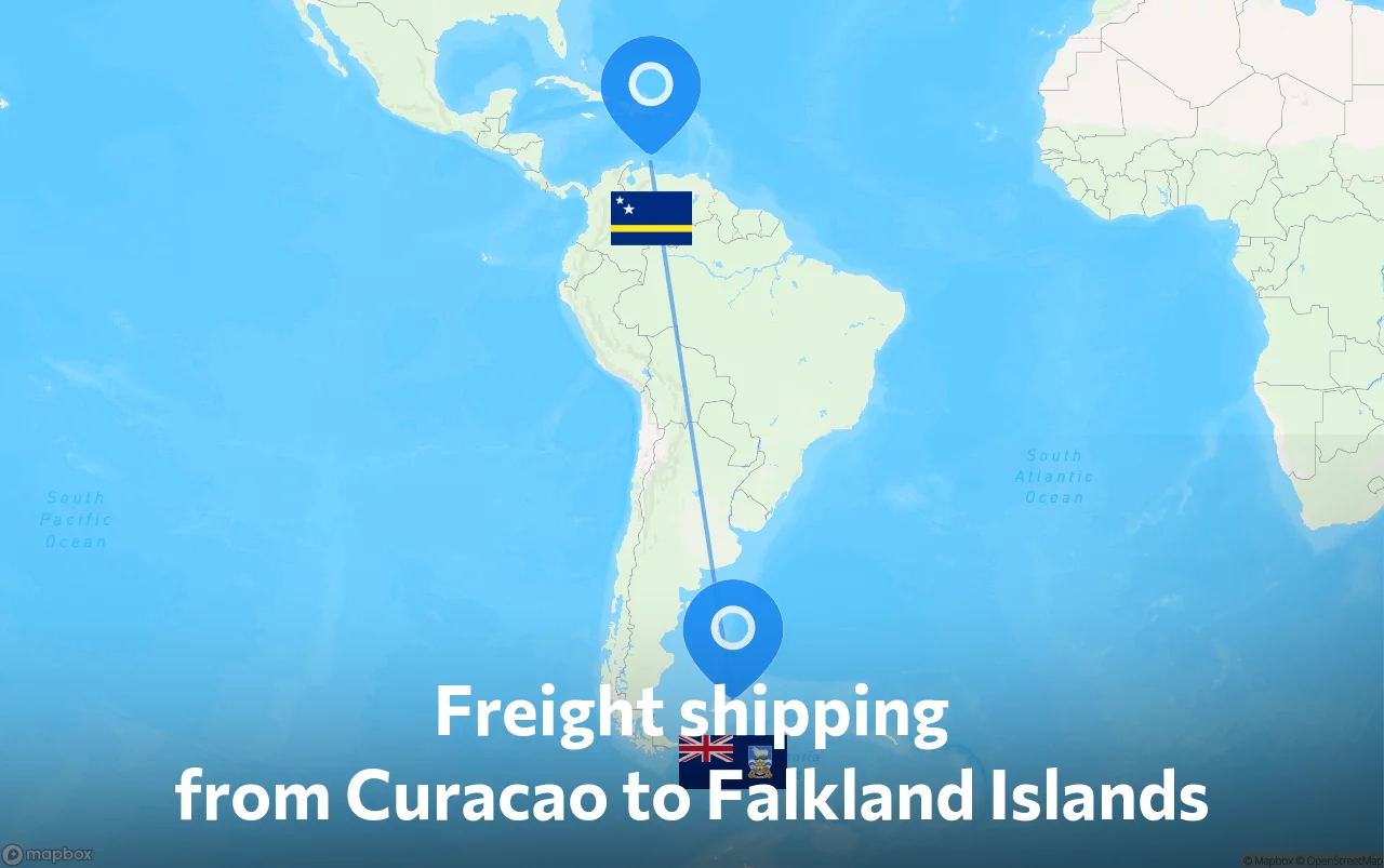 Shipping route from Curacao to Falkland Islands