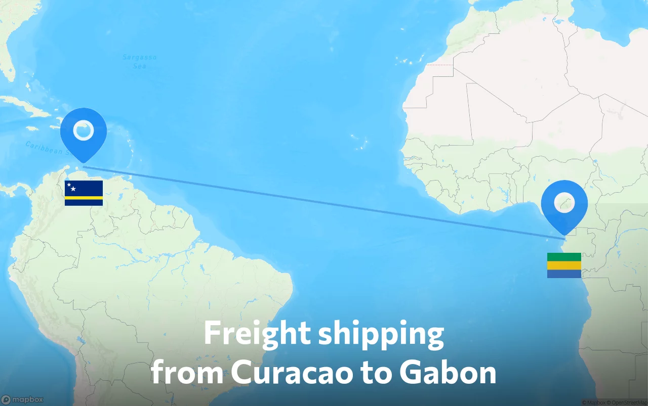 Shipping route from Curacao to Gabon