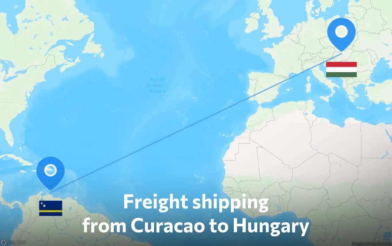 Shipping route from Curacao to Hungary
