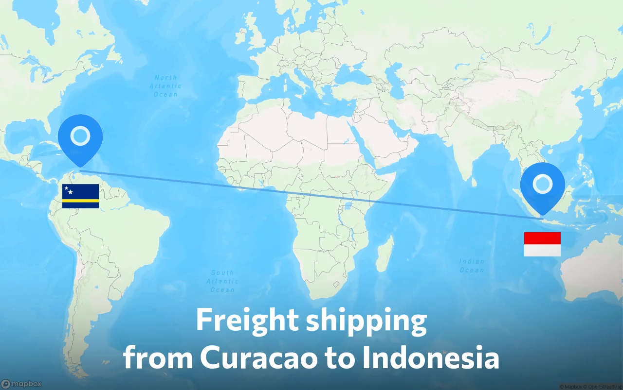 Shipping route from Curacao to Indonesia