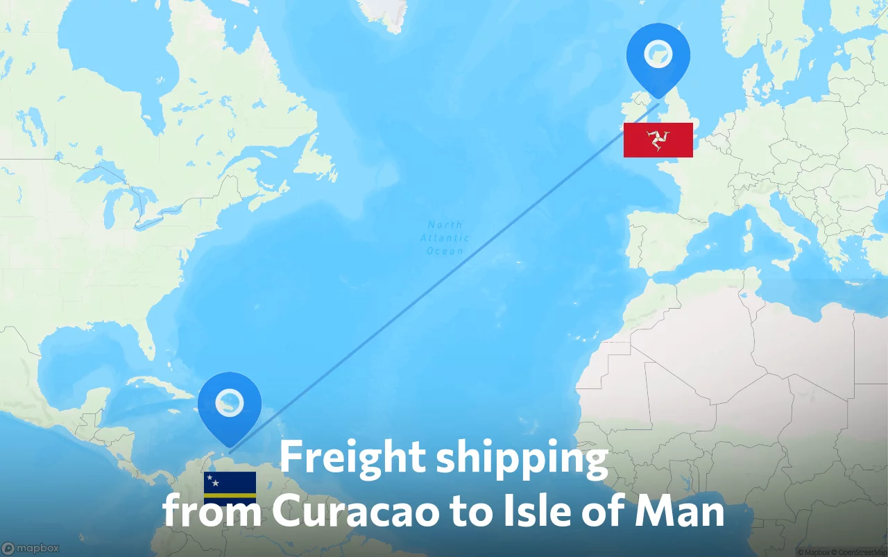 Shipping route from Curacao to Isle of Man
