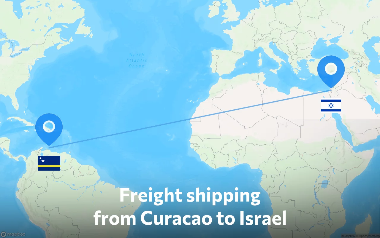 Shipping route from Curacao to Israel