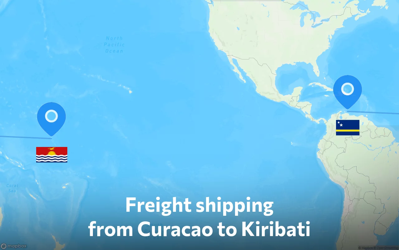 Shipping route from Curacao to Kiribati