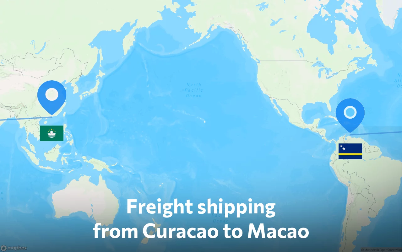 Shipping route from Curacao to Macao
