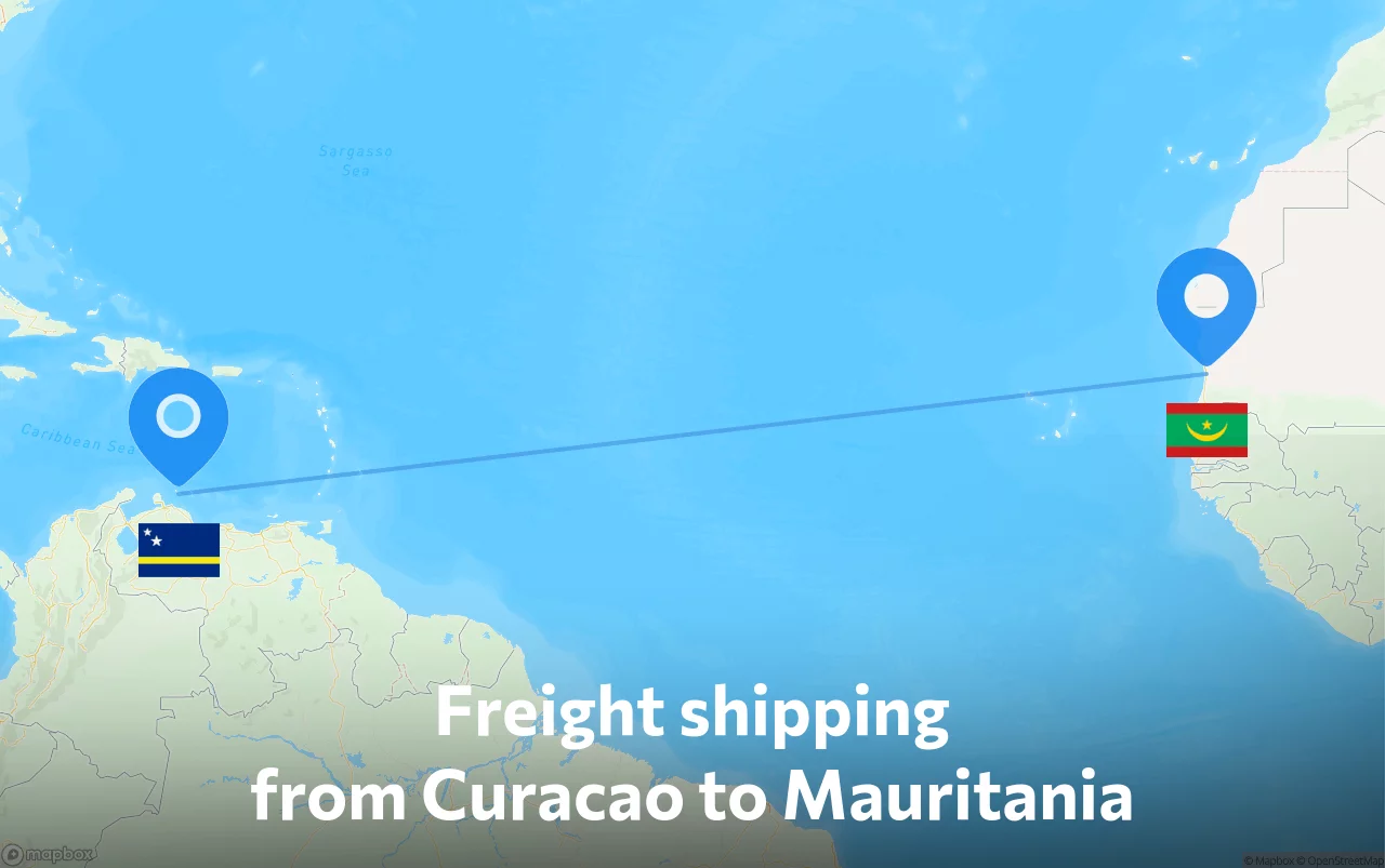 Shipping route from Curacao to Mauritania