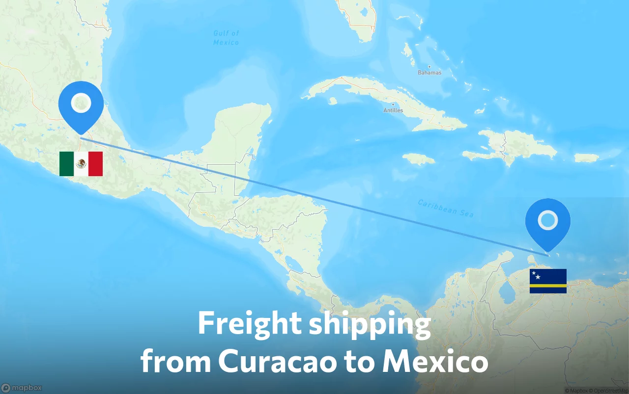 Shipping route from Curacao to Mexico