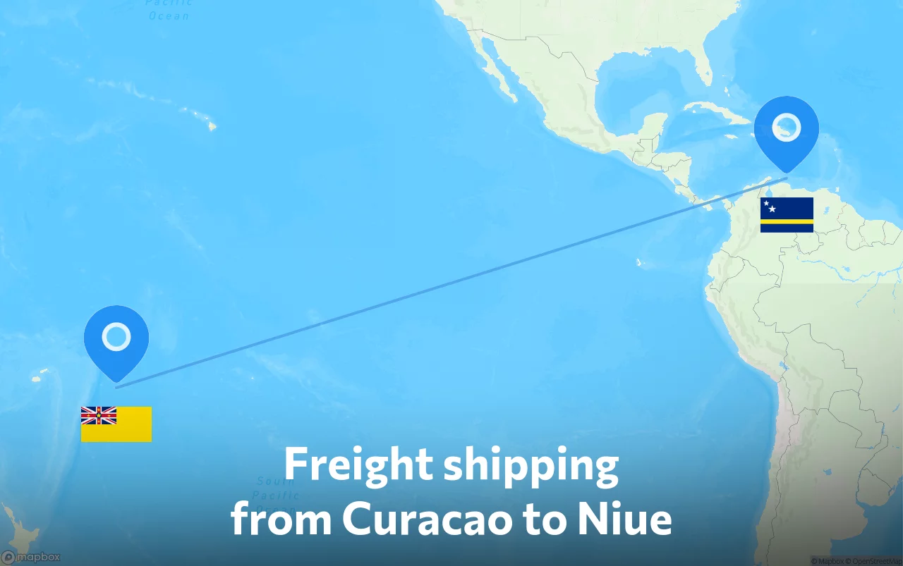 Shipping route from Curacao to Niue