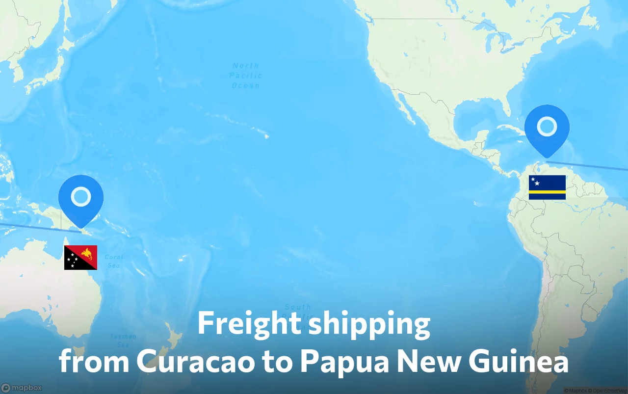 Shipping route from Curacao to Papua New Guinea