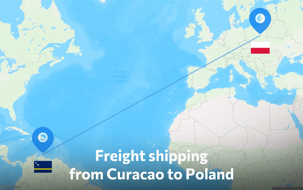 Shipping route from Curacao to Poland
