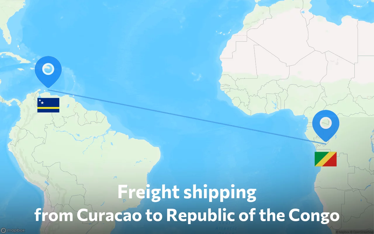 Shipping route from Curacao to Republic of the Congo