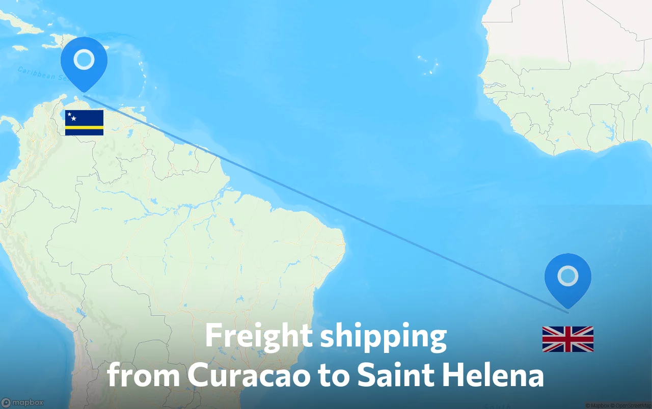 Shipping route from Curacao to Saint Helena