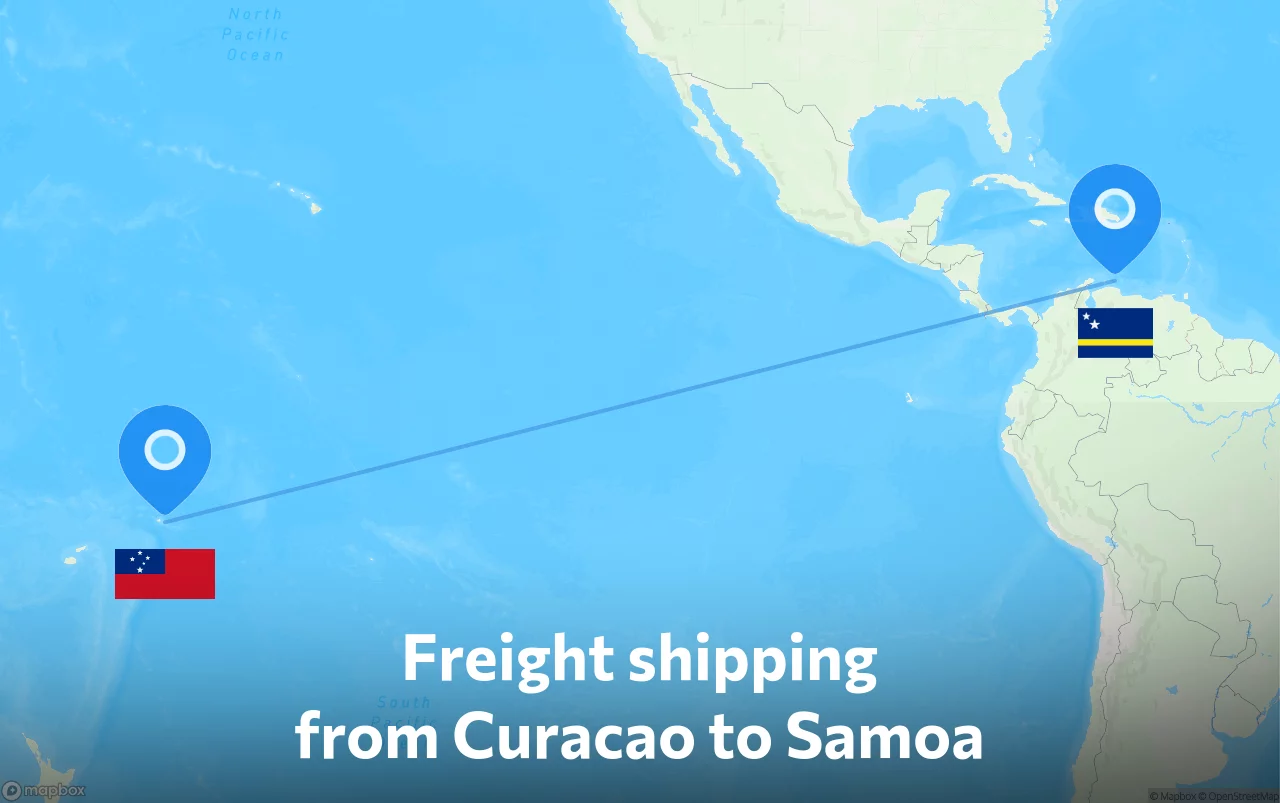 Shipping route from Curacao to Samoa