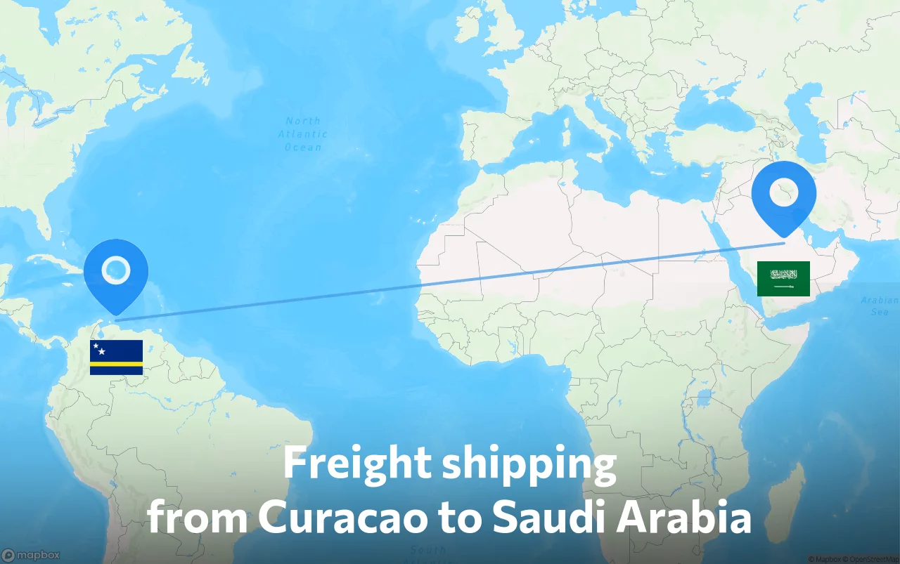 Shipping route from Curacao to Saudi Arabia