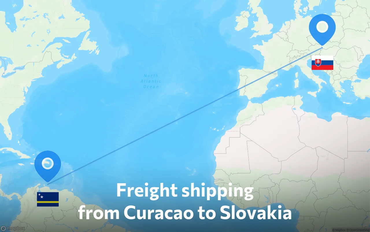 Shipping route from Curacao to Slovakia
