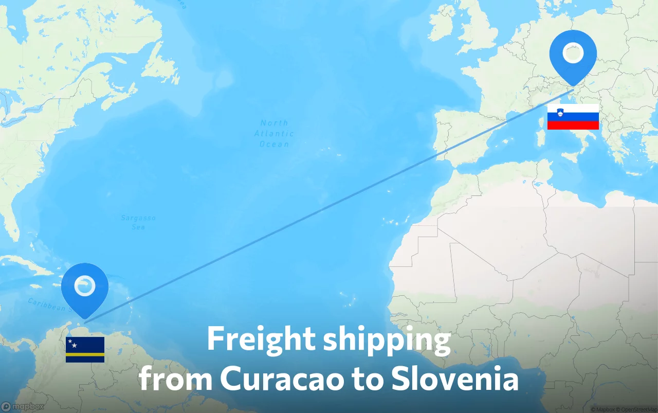 Shipping route from Curacao to Slovenia