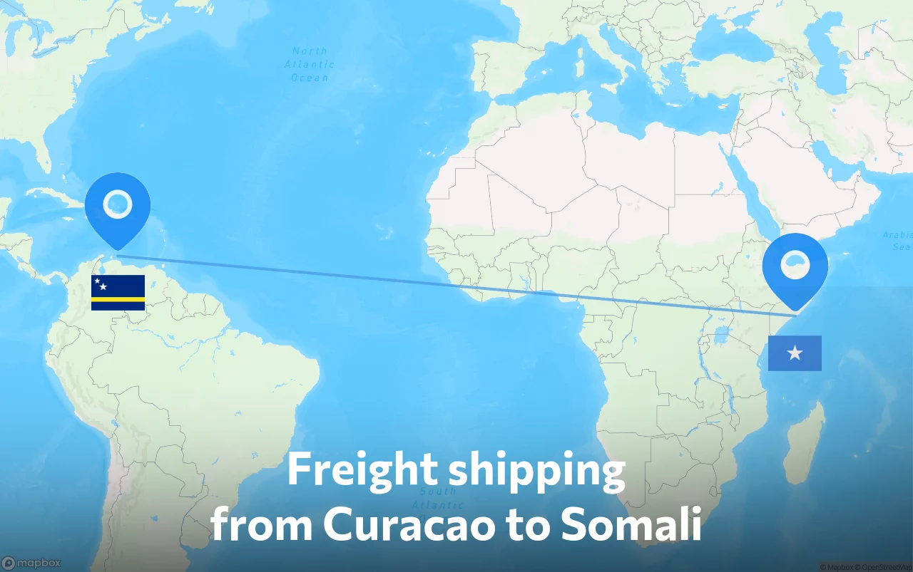 Shipping route from Curacao to Somali