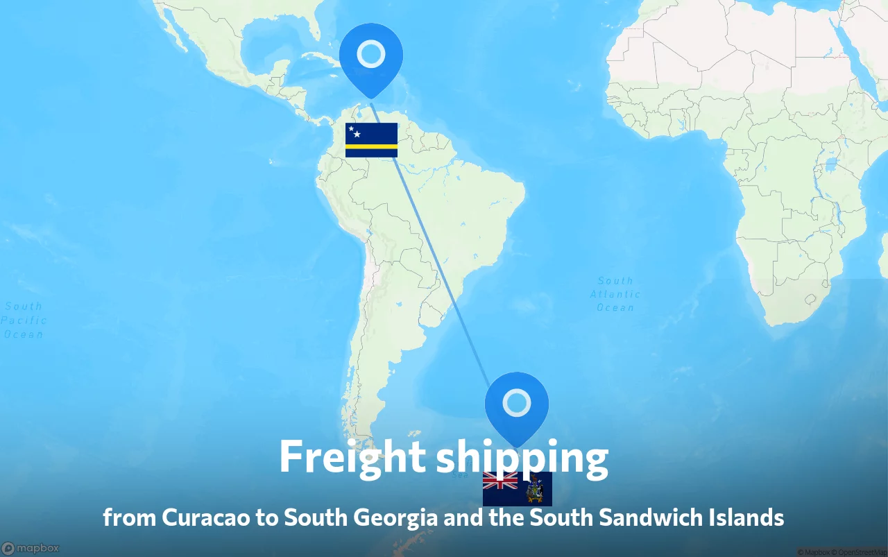 Shipping route from Curacao to South Georgia and the South Sandwich Islands