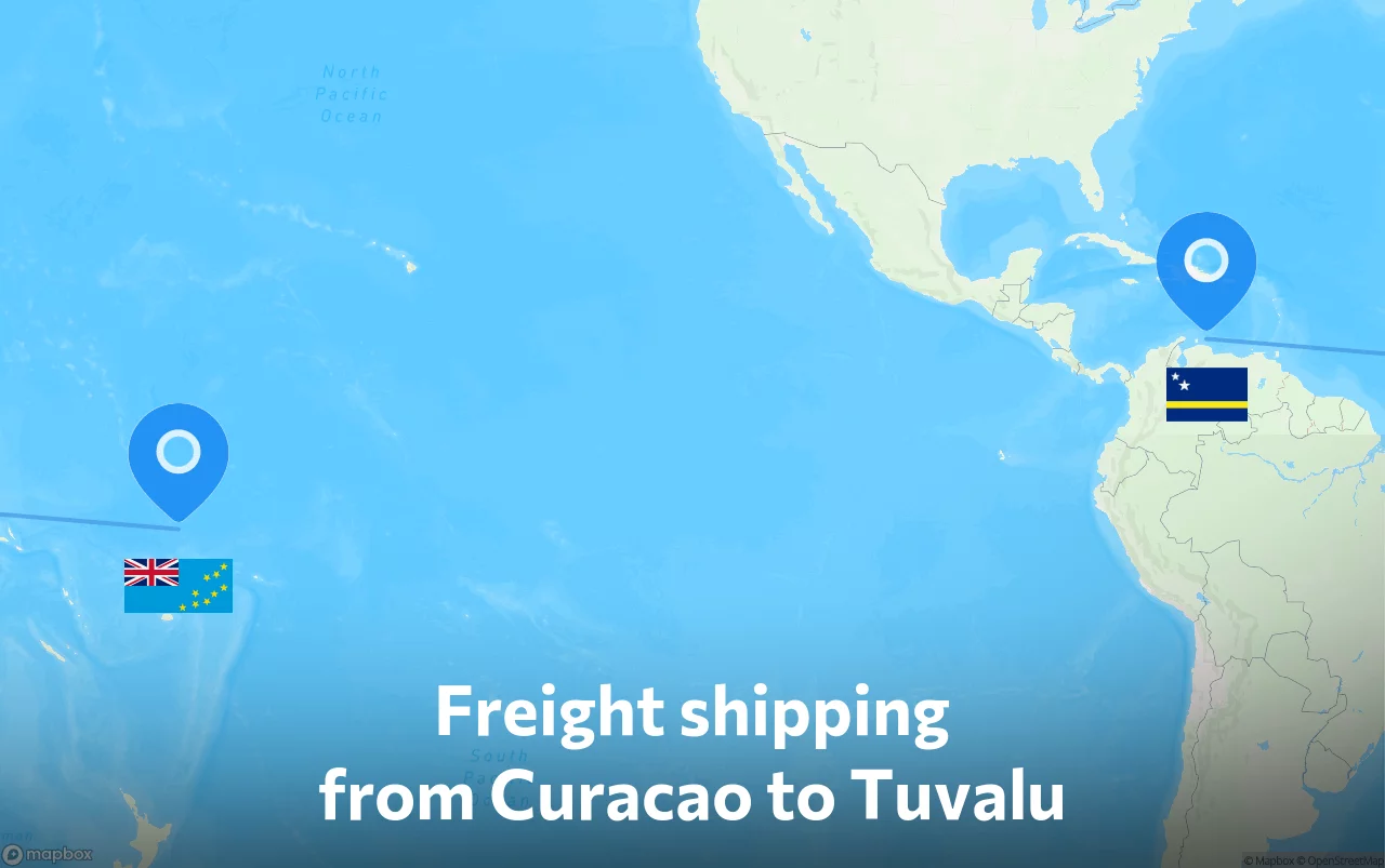 Shipping route from Curacao to Tuvalu