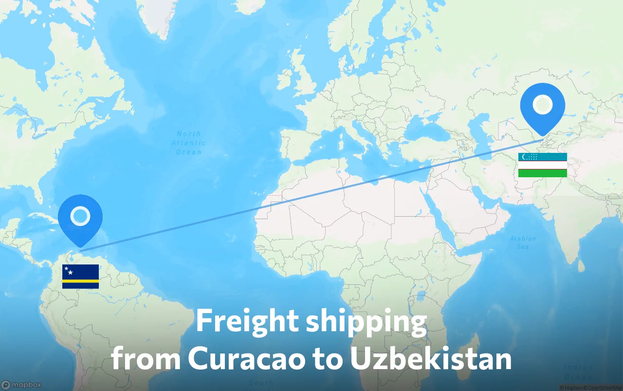 Shipping route from Curacao to Uzbekistan