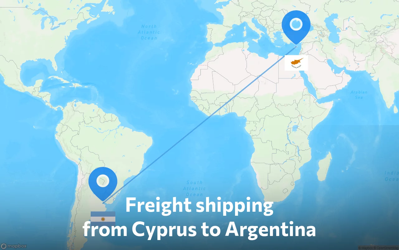 Shipping route from Cyprus to Argentina
