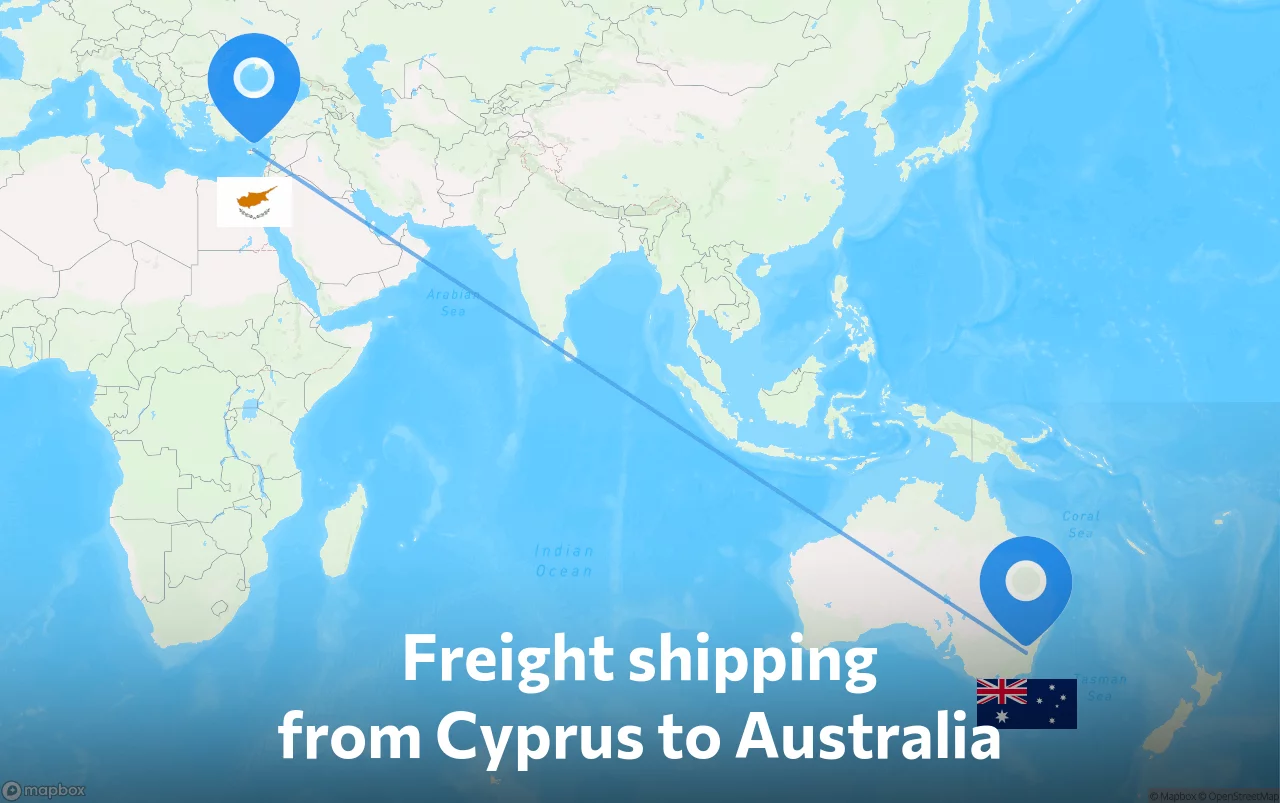 Shipping route from Cyprus to Australia