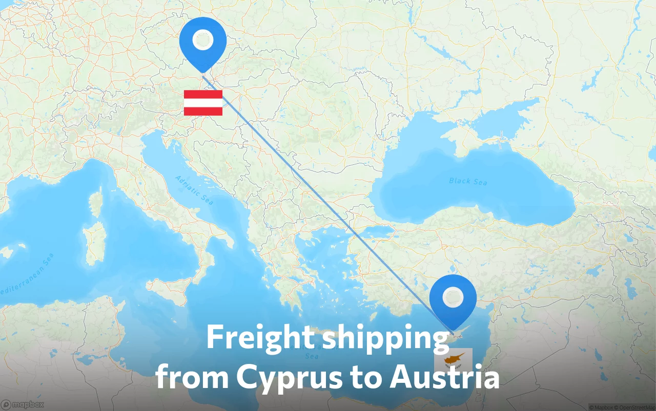 Shipping route from Cyprus to Austria