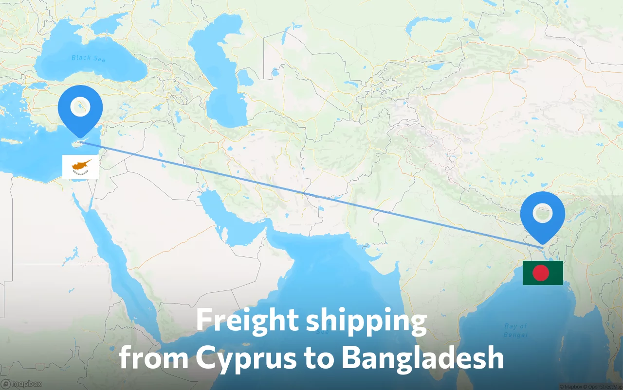 Shipping route from Cyprus to Bangladesh