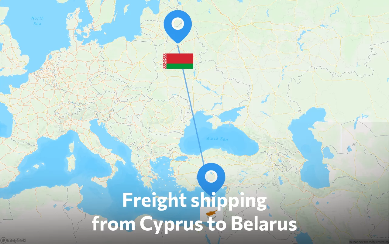 Shipping route from Cyprus to Belarus